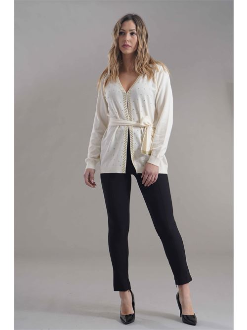 Cardigan con borchie Love To Love by Gai Mattiolo | LV2046PANNA